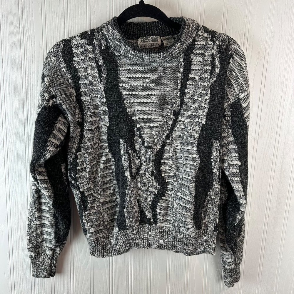 City Streets Vintage 90's Sweater Size Medium Black Gray